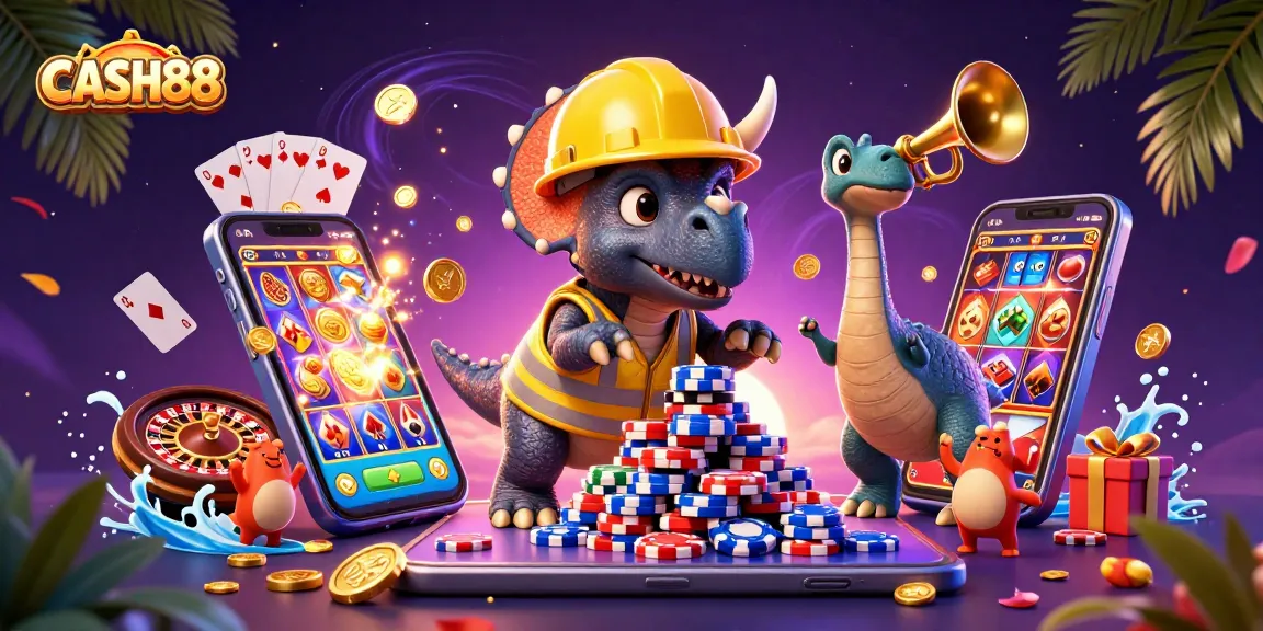 Celebrate big wins at CASH88 with colorful slot games and gaming excitement surrounded by cheerful dinosaurs.