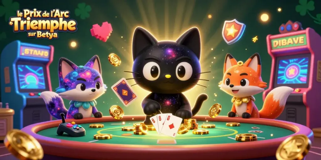 Experience le Prix de l'Arc de Triomphe sur Betya with vibrant gaming elements and rich, colorful characters.