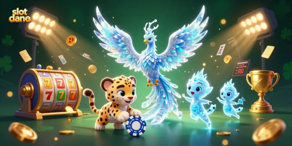 Menangkan permainan slot dana dengan tampilan berwarna-warni dan elemen kasino yang dinamis.