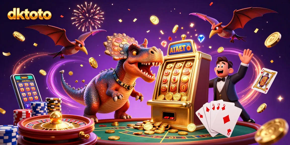 Experience thrilling baccarat gameplay at dktoto with a vibrant illustration of celebratory casino action and jackpot excitement.
