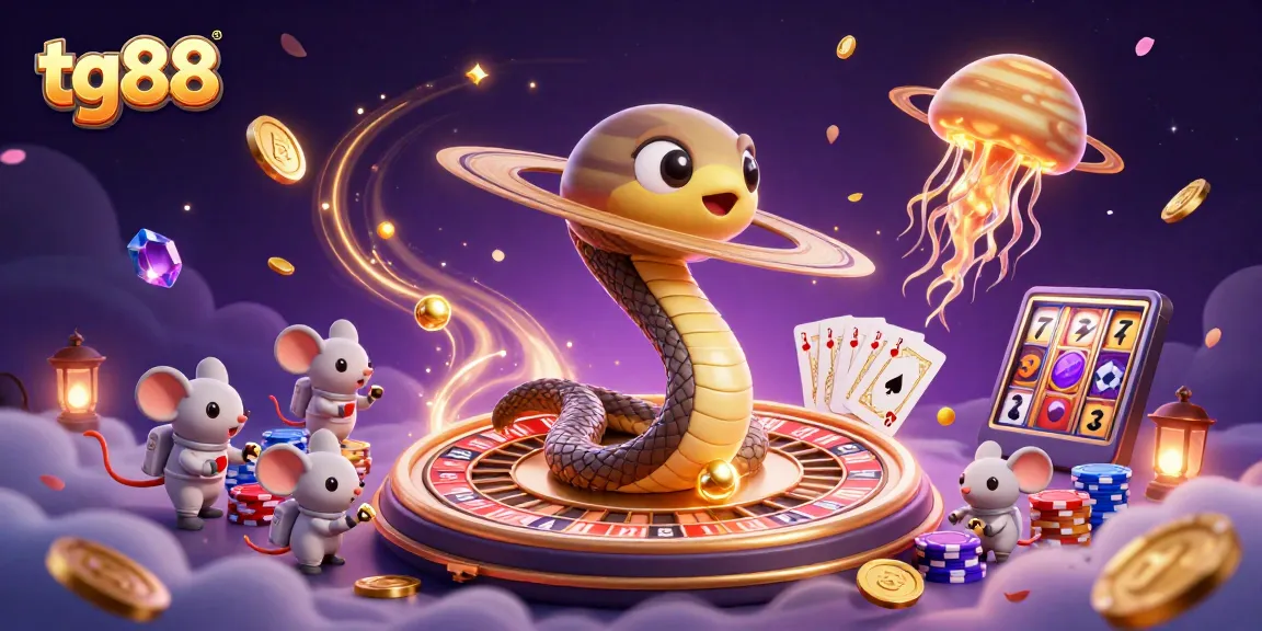 Experience tg88's thrilling space casino with vibrant characters and dynamic gaming elements.