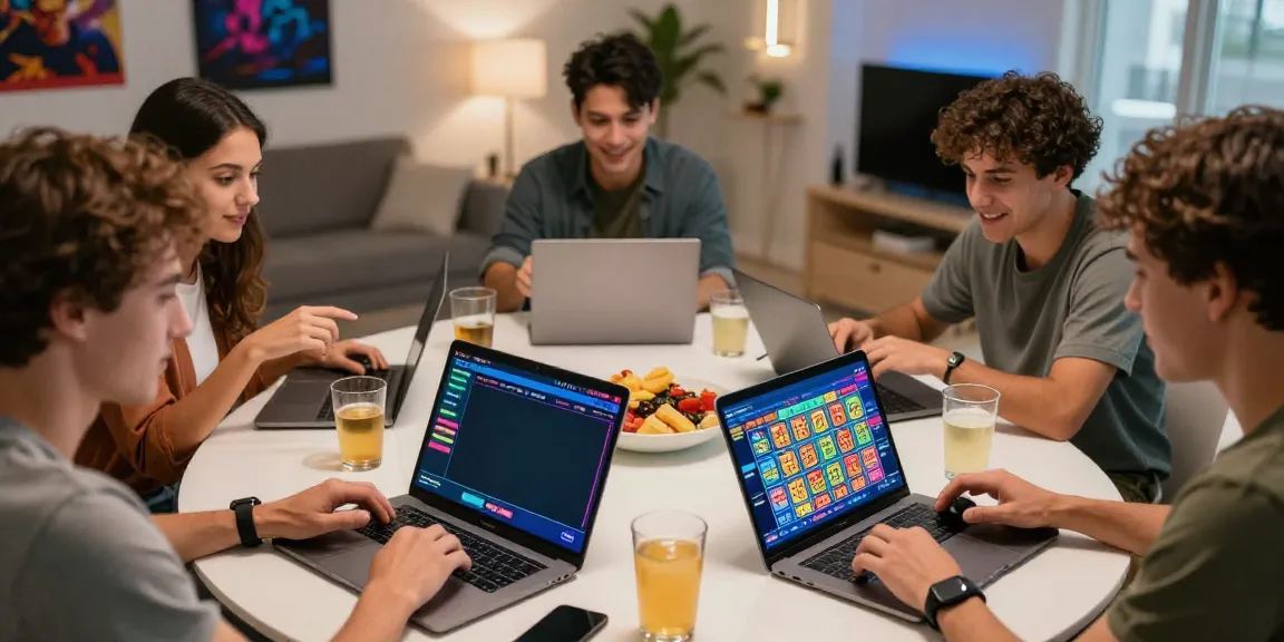 Friends enjoy unsurtoto gaming experience together online while surrounded by engaging atmosphere.