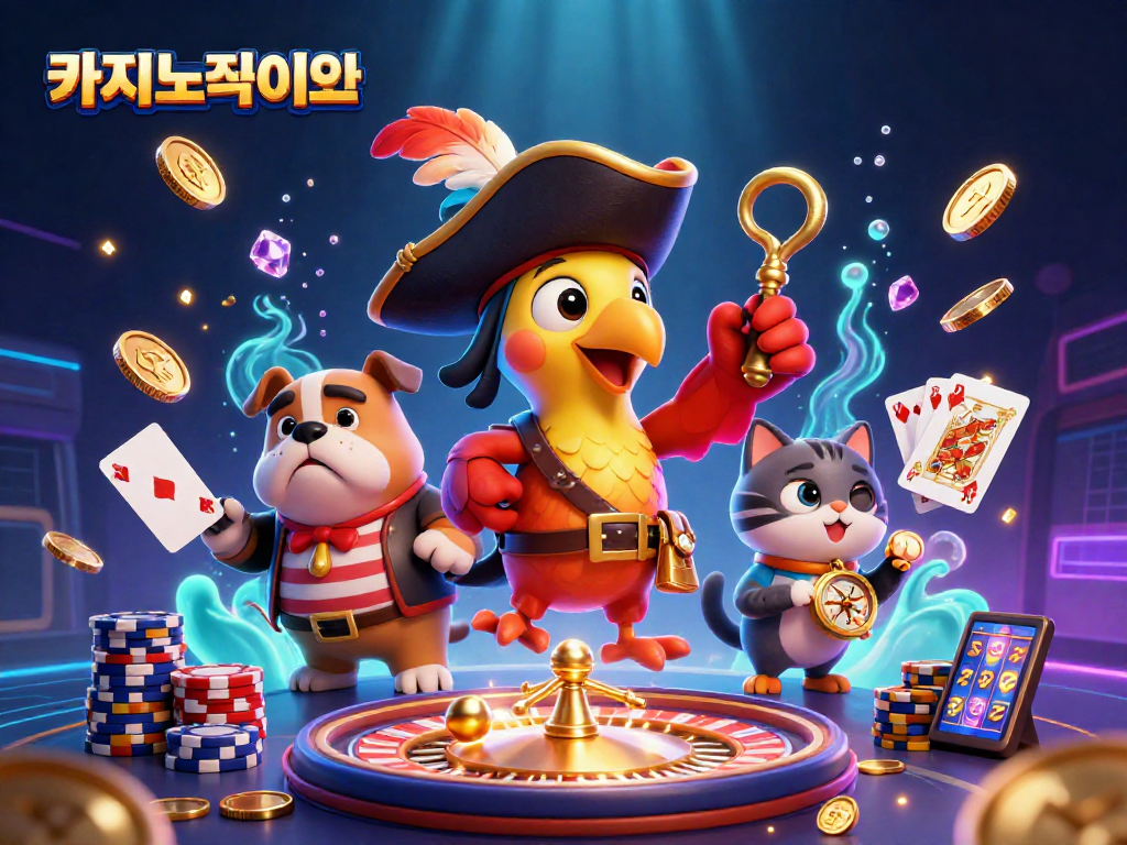 카지노사이트에서 바카라 딜러와 함께 게임을 즐기는 유저와 스릴 넘치는 분위기를 포착한 일러스트.