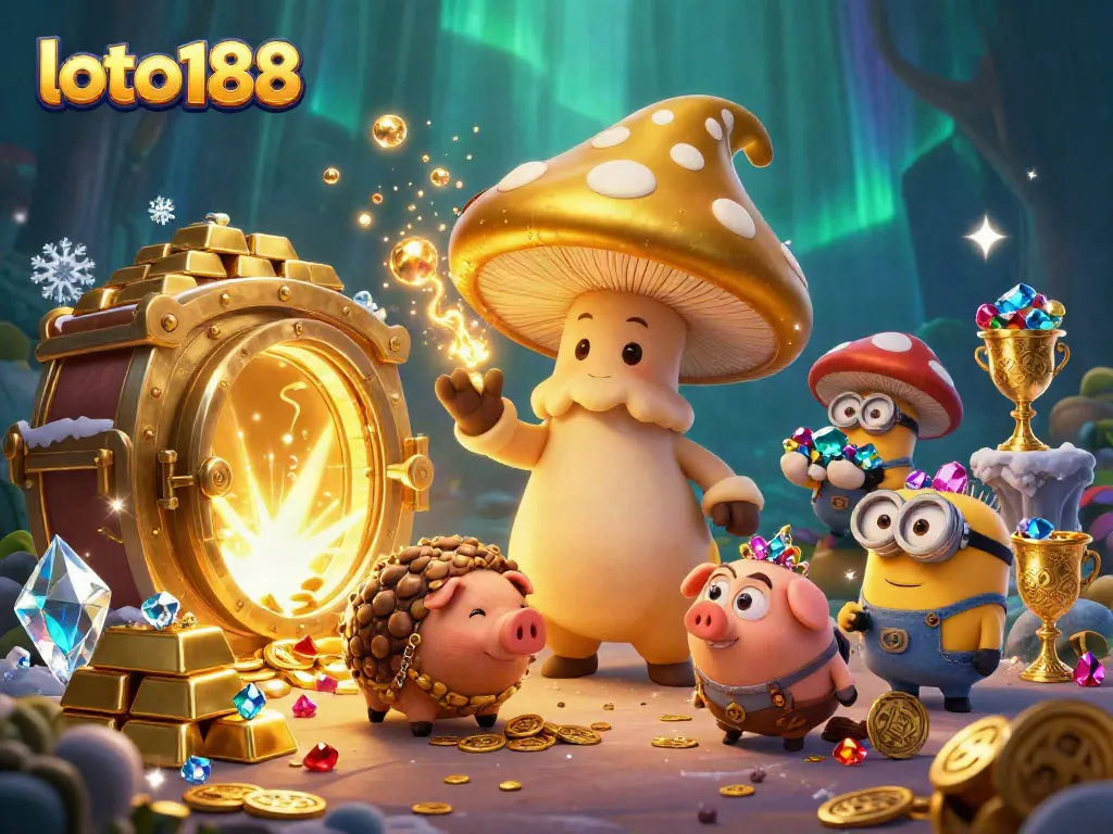 Experience the magic of loto188 with a golden wizard and treasure in a vibrant casino setting.