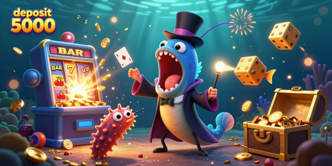 Experience big wins with deposit 5000 in this vibrant casino-themed 3D illustration.