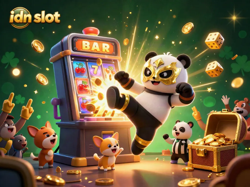 Engage in idn slot excitement with a dynamic 3D illustration showcasing a golden jackpot explosion.