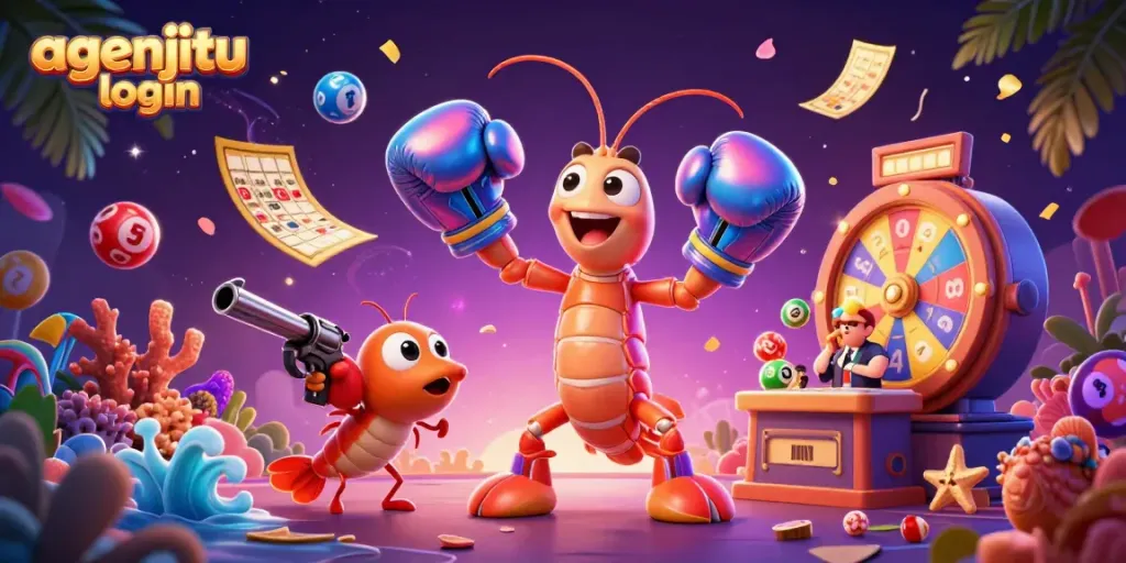 Aksi seru dari agenjitu login dengan karakter 3D udang mantis dan pencarian keberuntungan di kasino.