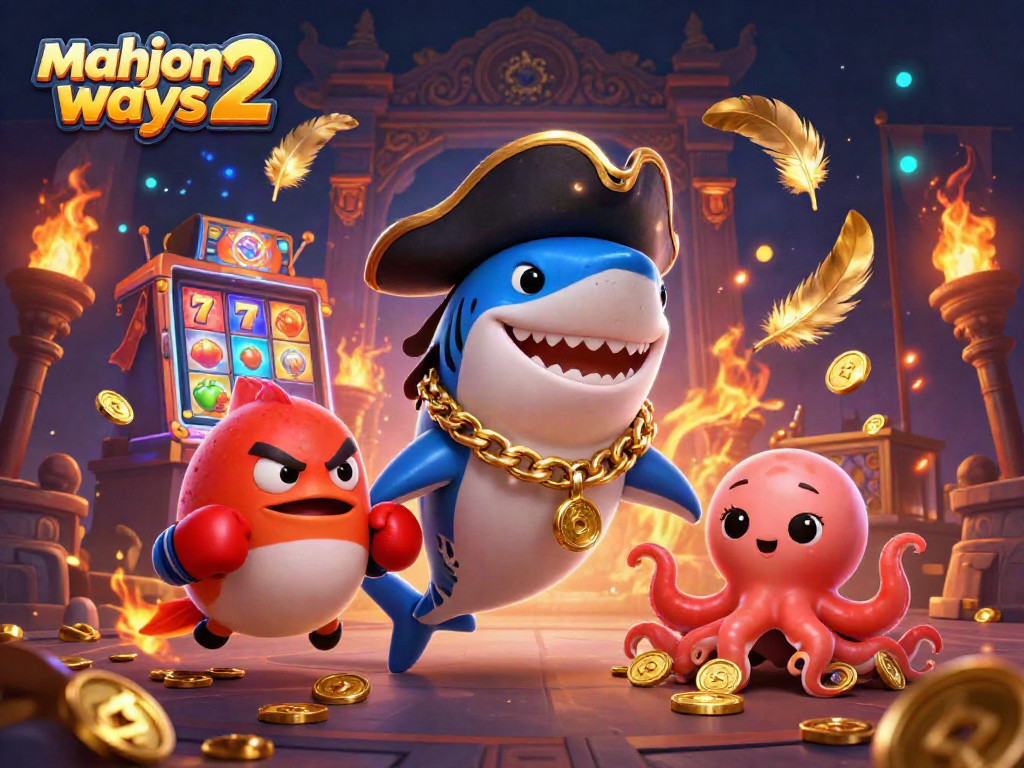 Experience thrilling gameplay with mahjong ways 2 in this vibrant casino scene featuring dynamic characters and slot elements.