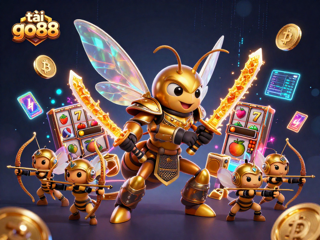 Experience excitement with tải go88 in this dynamic 3D casino scene rich with neon elements and jackpots.