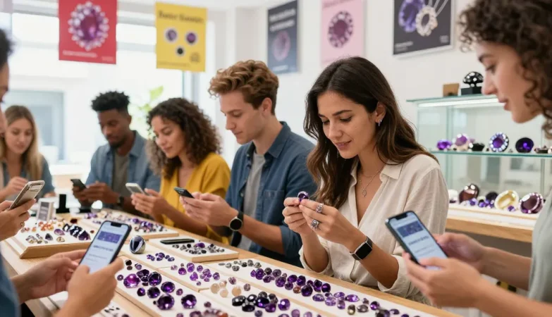 Gemstone shoppers exploring curated selections at My Gem Spot marketplace for quality finds